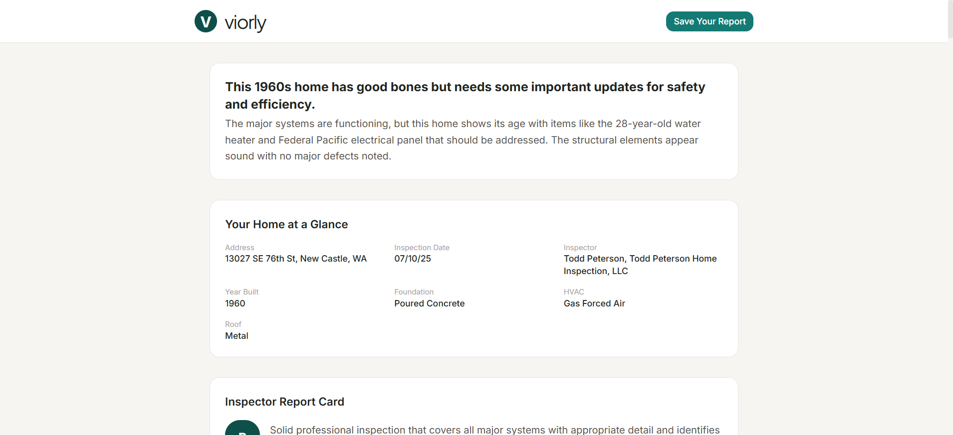 AI summary and home at a glance